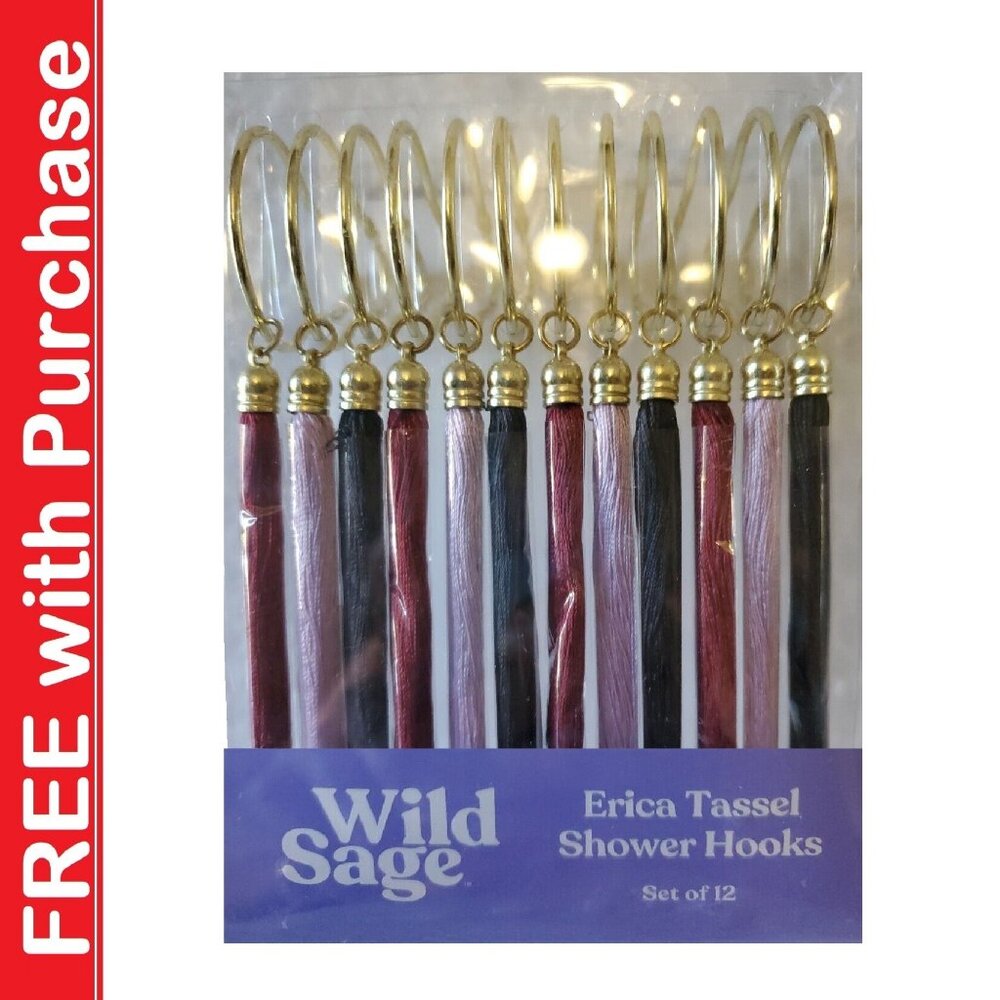 FREE if added to a Bundle | Wild Sage Tassels Goldtone Shower Curtain Hooks
